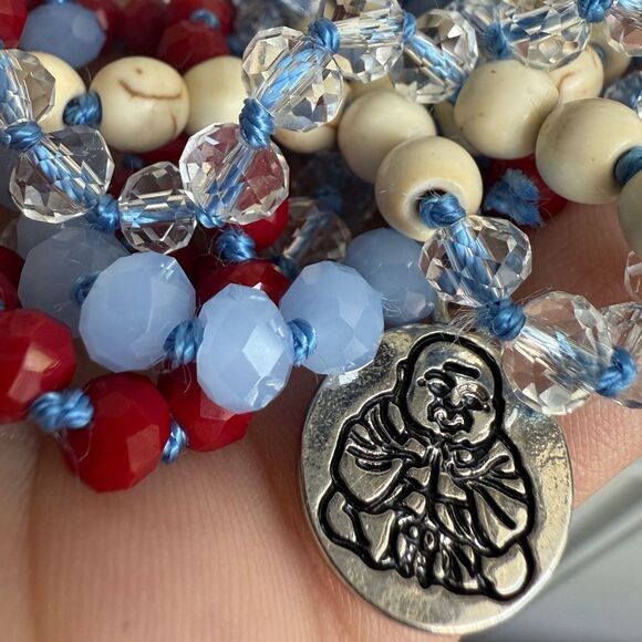 Colorful Beaded Necklace with Buddha Charm – 44” Long (New) - Picture 11 of 17